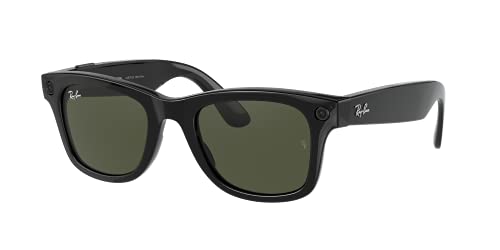 Ray-Ban Stories | Wayfarer Square Smart Glasses, Shiny Black/Green, 50 mm