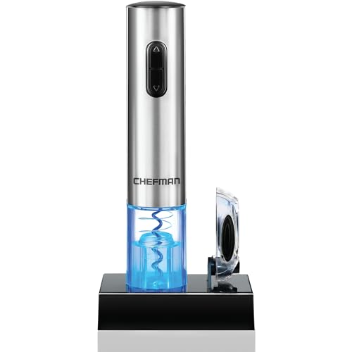 Chefman Electric Wine Opener W/ Foil Cutter, One-Touch, Open 30 Bottles On Single Charge,...