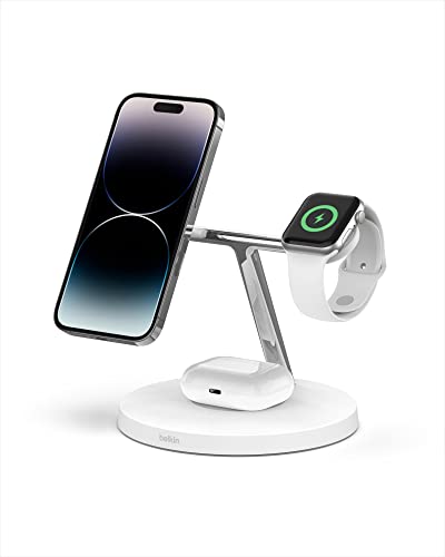 Belkin MagSafe 3-in-1 Wireless Charging Stand (Older 2021 Release) for Apple Watch, iPhone...