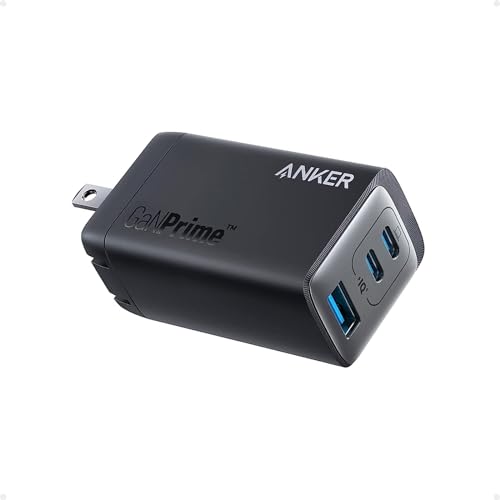 Anker USB C Wall Charger, GaNPrime 65W, 3-Port Fast Compact Foldable for MacBook Pro/Air,...