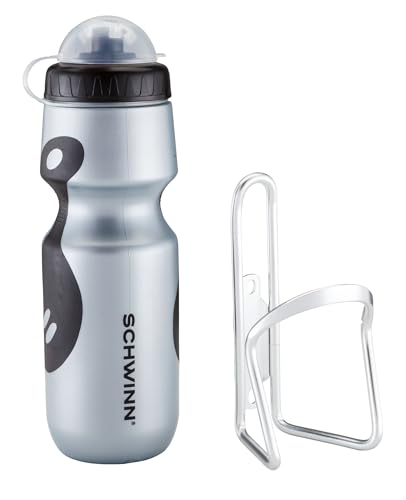 Schwinn Bike Bottle Holder With Water Bottle, 23 Oz. BPA-Free Squeeze Sport Bottle and...