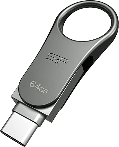 Silicon Power C80 64GB Flash Drive Type C Swivel Dual Flash Drive (USB-A 3.0 / USB-C)...