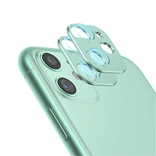 Camera Lens Protector for iPhone 11, Aluminum Alloy Lens Protective Ring - Green, 2 Pcs