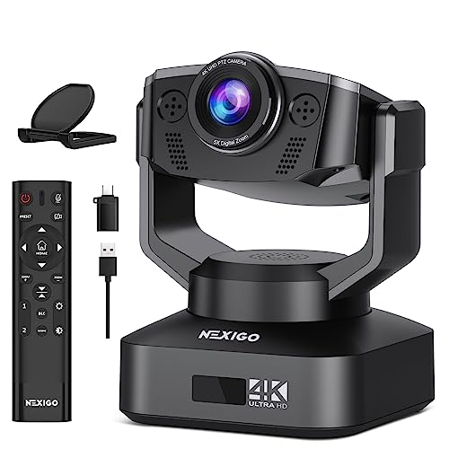 NexiGo Zoom Certified, N990 (Gen 2) 4K PTZ Webcam, Video Conference Camera System with 5X...
