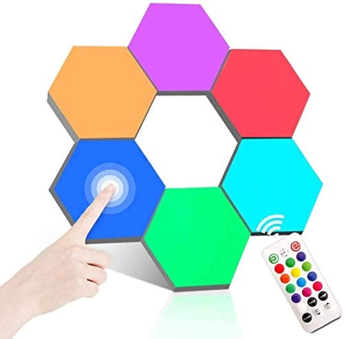 ODISTAR Remote Control Hexagon Wall Light,Smart Wall-Mounted Touch-Sensitive DIY Geometric...