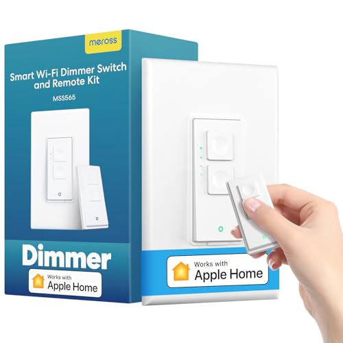 meross Smart WiFi Dimmer Switch and Remote Kit, Single Pole, Neutral Wire Required, Work...