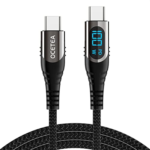 Ocetea USB C to USB C Cable (100W 5A), 6.6ft Type C Cable with LED Display, USB C Charger...