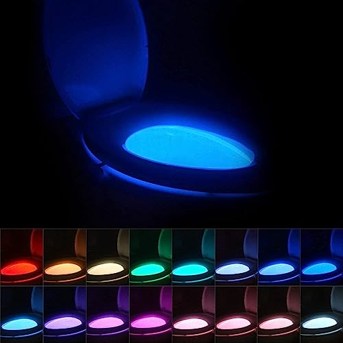 Chunace Toilet Bowl Night Light with Motion Sensor, 16 Color Changing LED Gadget for...