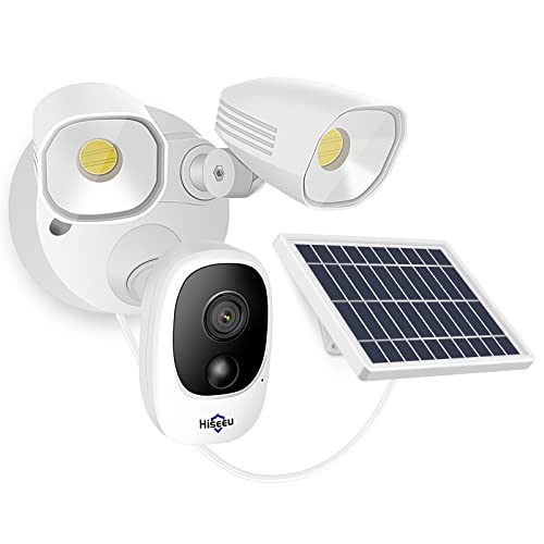 Hiseeu Solar Powered Floodlight Camera Wireless Security Camera,12000mAh Rechargeable...