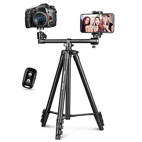 UBeesize 50-inch Phone Tripod Stand with Extended Arm, Portable Horizontal Tripod with...