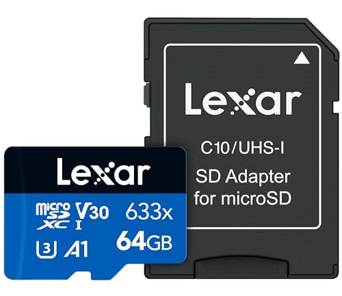 Lexar High-Performance 633x 64GB microSDXC UHS-I Card w/ SD Adapter, C10, U3, V30, A1,...
