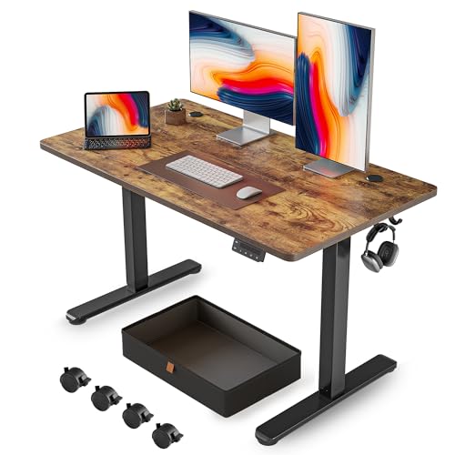 FEZIBO 48 x 24 Inches Standing Desk with Drawer, Adjustable Height Electric Stand up Desk...