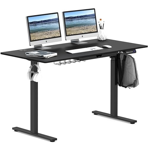 SHW 55-Inch Large Electric Height Adjustable Standing Desk, 55 x 28 Inches, Black