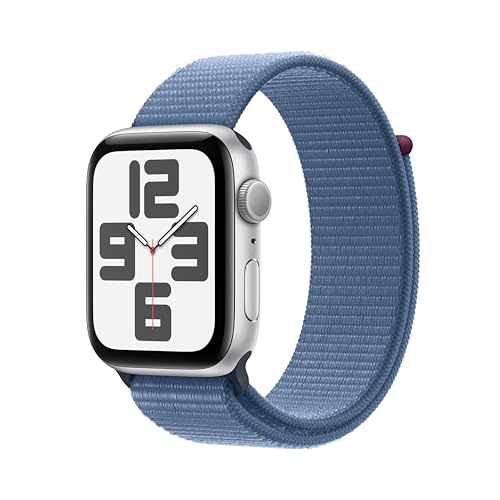 Apple Watch SE (2nd Gen) [GPS 44mm] Smartwatch with Silver Aluminum Case with Winter Blue...