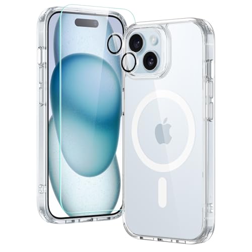 ESR for iPhone 15 Plus Case Set, 1 Tempered-Glass Screen Protector, 1 Set of Lens...