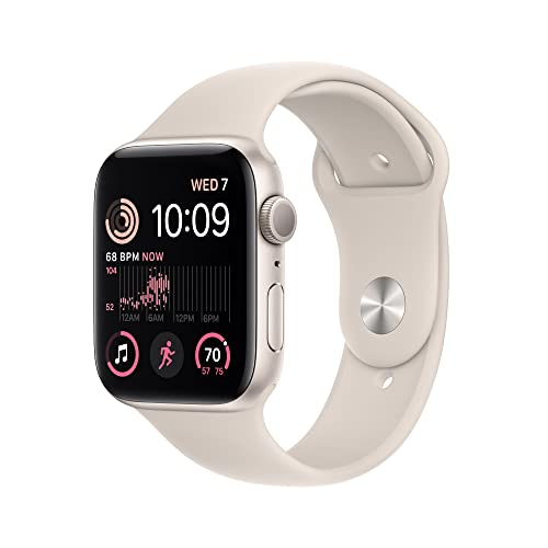Apple Watch SE (2nd Gen) [GPS 44mm] Smart watch w/Starlight Aluminum Case & Starlight...