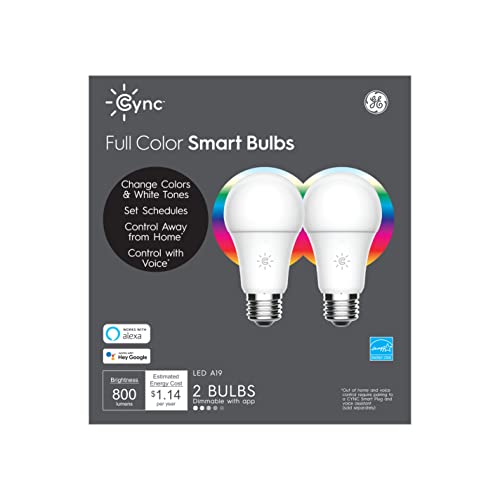 GE CYNC Smart LED Light Bulbs, Color Changing, Bluetooth Enabled, Christmas Lights and...