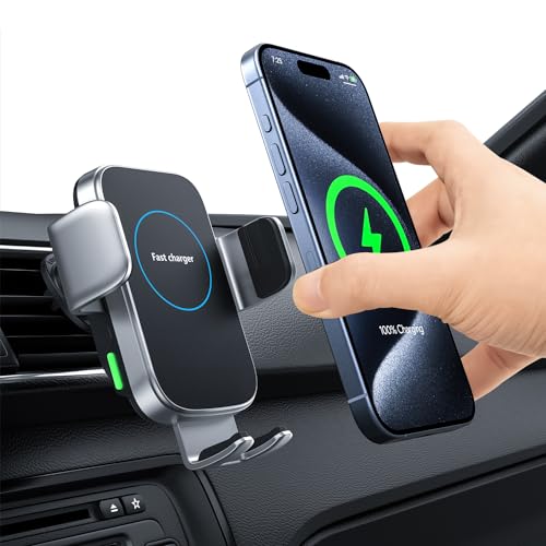 Wireless Car Charger, 15W Auto-Clamping Charger Mount, Air Vent Car Charging Holder for...
