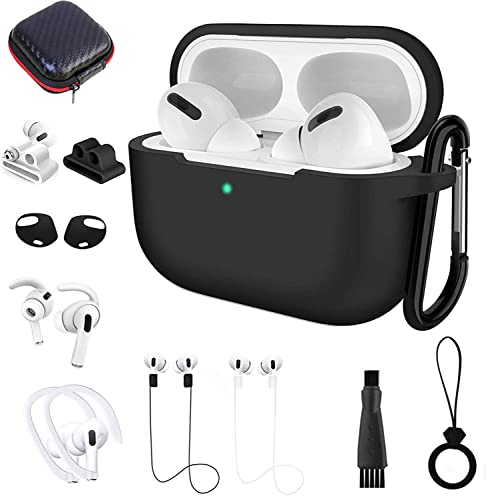 for Airpods Pro Case Black, 15in1 Kit Soft Silicone Accessory Set Protective Cover for...