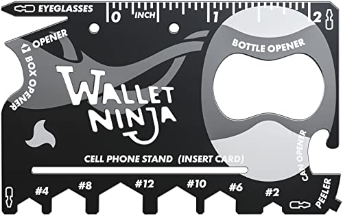Wallet Ninja Multitool Card – 18 in 1 Credit Card Multi-Tool (Bottle Opener, Can Opener,...