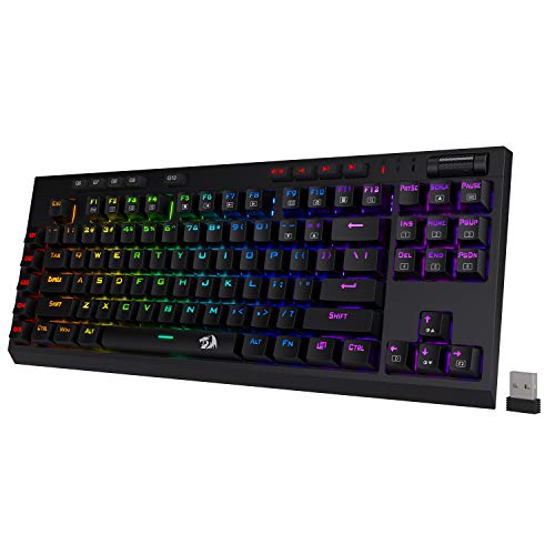 Redragon K596 Vishnu 2.4G Wireless/Wired RGB Mechanical Gaming Keyboard, 87 Keys TKL...