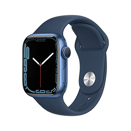 Apple Watch Series 7 [GPS 41mm] Smart watch w/Blue Aluminum Case with Abyss Blue Sport...