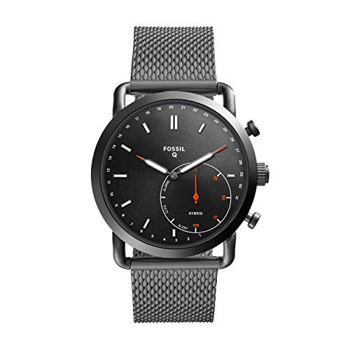 Fossil Q Men's Commuter Stainless Steel Mesh Hybrid Smartwatch, Color: Grey (Model:...