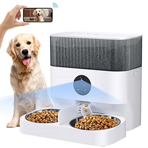 JAMOTOLLY Automatic Cat Feeder,Automatic Dog Feeder with HD Camera,5L Double Stainless...