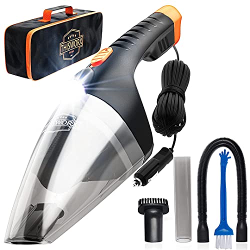 ThisWorx Car Vacuum Cleaner 2.0 - Portable Handheld Mini Vacuum Cleaner W/ 16ft Cord, Bag,...
