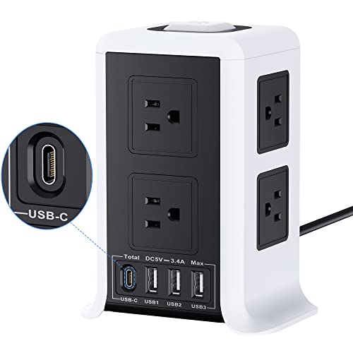 Surge Protector Power Strip 16.4FT/5M 8 Outlet 4 USB Ports power strip with long cord...