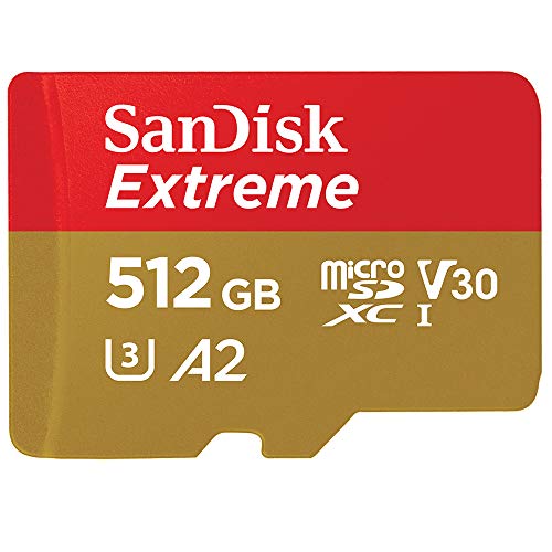 SanDisk 512GB Extreme microSDXC UHS-I Memory Card with Adapter - Up to 160MB/s, C10, U3,...