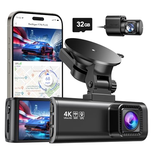 REDTIGER Dash Cam Front Rear, 4K/2.5K Full HD Dash Camera for Cars, Included 32GB Card,...