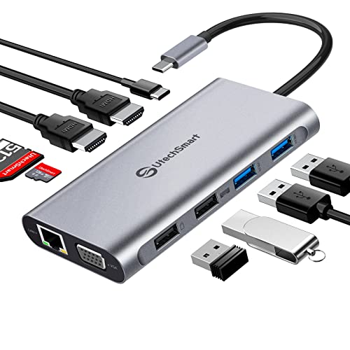 UtechSmart USB C Hub,Triple Display USB C Laptop Docking Station, 11 in 1 USB C Dock with...