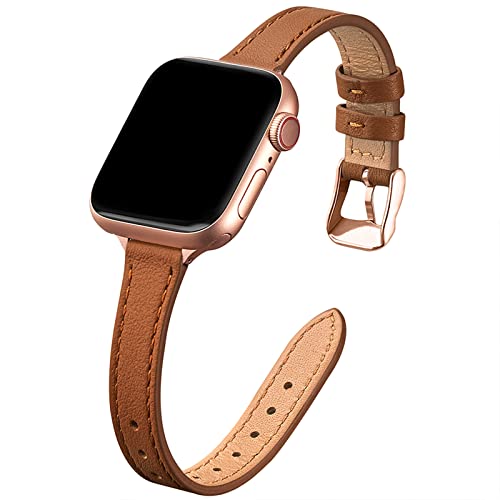 STIROLL Slim Leather Bands Compatible with Apple Watch Band 38mm 40mm 41mm 42mm 44mm 45mm...