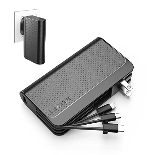 Luxtude Portable Phone Charger Built-in Wall Plug, 10000mAh Power Bank with...