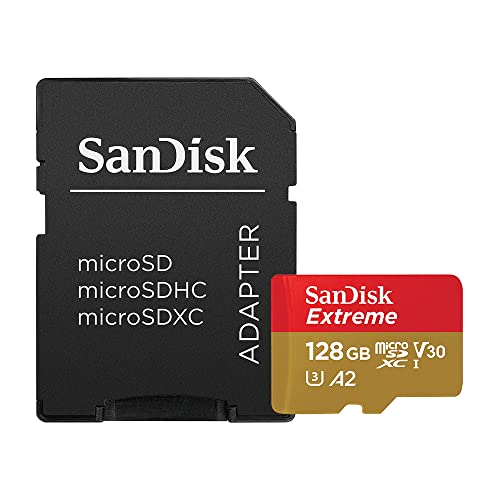 SanDisk 128GB Extreme microSDXC UHS-I Memory Card with Adapter - Up to 160MB/s, C10, U3,...