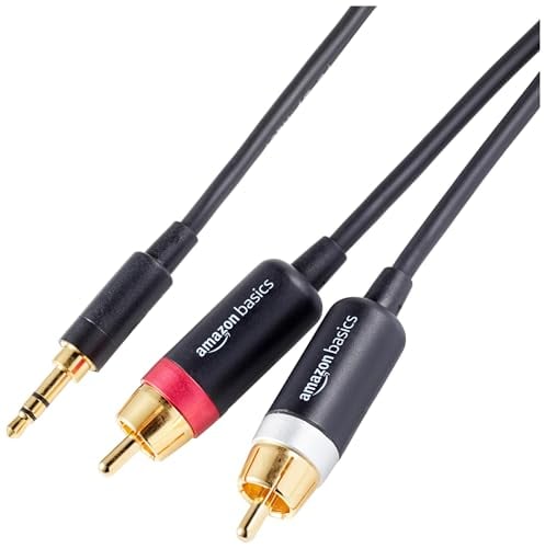 Amazon Basics 3.5 Aux to 2 x RCA Adapters, Audio Cable for Amplifiers, Active Speakers...