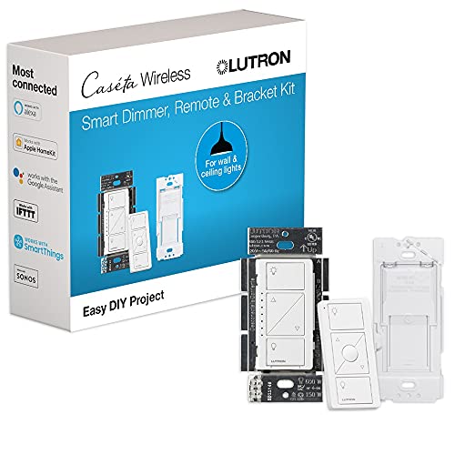Lutron Caseta Smart Lighting Original Dimmer Switch w/ Pico Remote and Bracket, For Light...