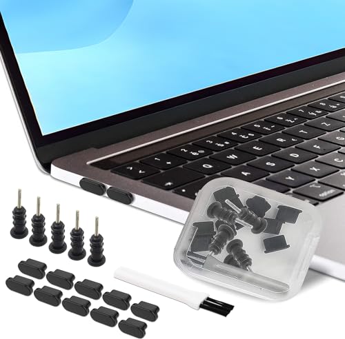PortPlugs (17 Piece) USB C Dust Plug Set - includes Carry Case and Cleaning Brush,...