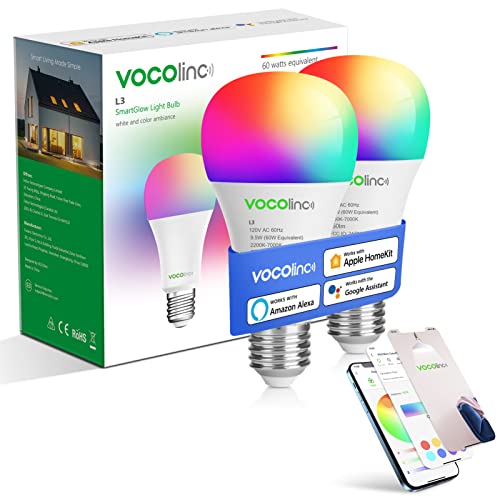 VOCOlinc Smart Light Bulbs,Alexa Light Bulb,A21 2.4GHz WiFi LED Smart Bulb Work with Apple...