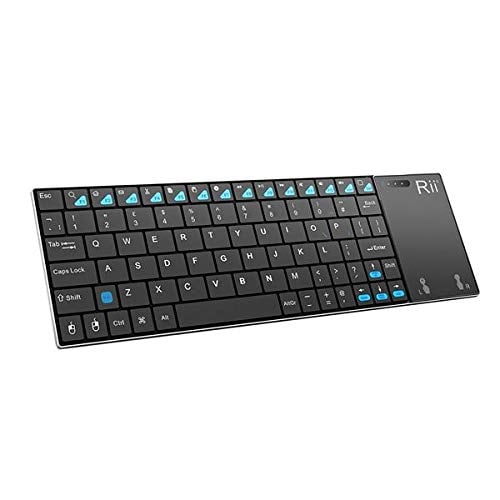 Rii (Newest Version) K12+ Mini Wireless Keyboard with Touchpad Mouse, Stainless Steel...