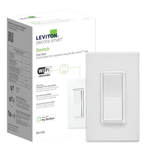 Leviton Decora Smart Switch, Wi-Fi 2nd Gen, Neutral Wire Required, Works with Matter, My...