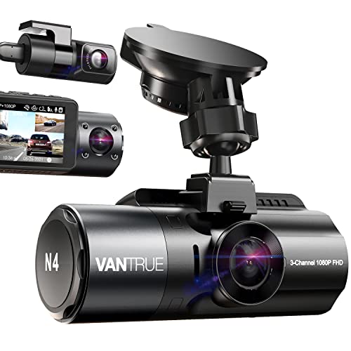 Vantrue N4 3 Channel Dash Cam, 4K+1080P Front and Rear, 1440P+1440P Front and Inside,...
