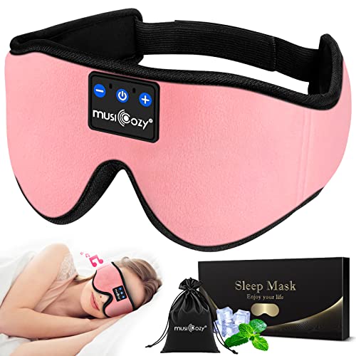 MUSICOZY Bluetooth 5.2 Sleep Headphones, Wireless Eye Mask Headband for Side Sleepers,...