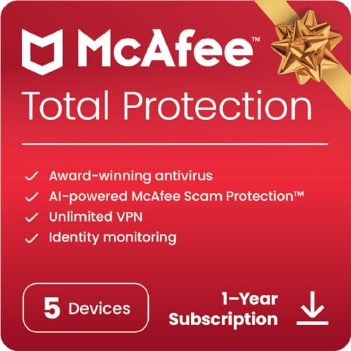 McAfee Total Protection 2024 Ready | 5 Device | Cybersecurity Software Includes Antivirus,...