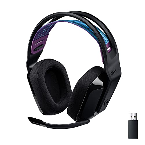 Logitech G535 Lightspeed Wireless Gaming Headset - Lightweight on-ear headphones, flip to...