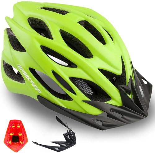 Basecamp Bike Helmet for Men Women with LED Safety Light Removable Sun Visor Lightweight...