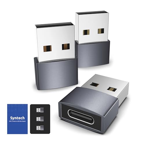Syntech USB C Female to USB Male Adapter Pack of 3 [Travel Must Haves, Aluminum] USB C to...