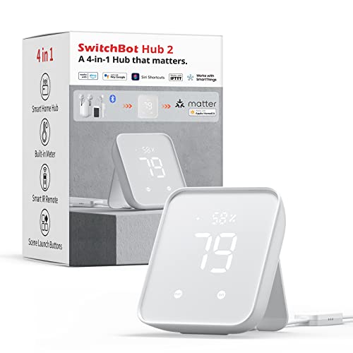 SwitchBot Hub 2 (2nd Gen), work as a WiFi Thermometer Hygrometer, IR Remote Control, Smart...