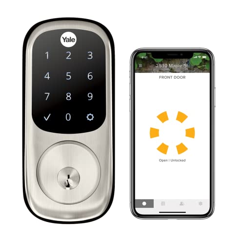 Yale Satin Nickel Assure Lock with Wi-Fi Connected Touchscreen, Smart Entry Door Lock with...